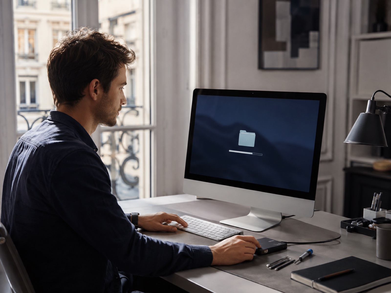 Organisation d’une sauvegarde sur iMac dans un bureau à Paris